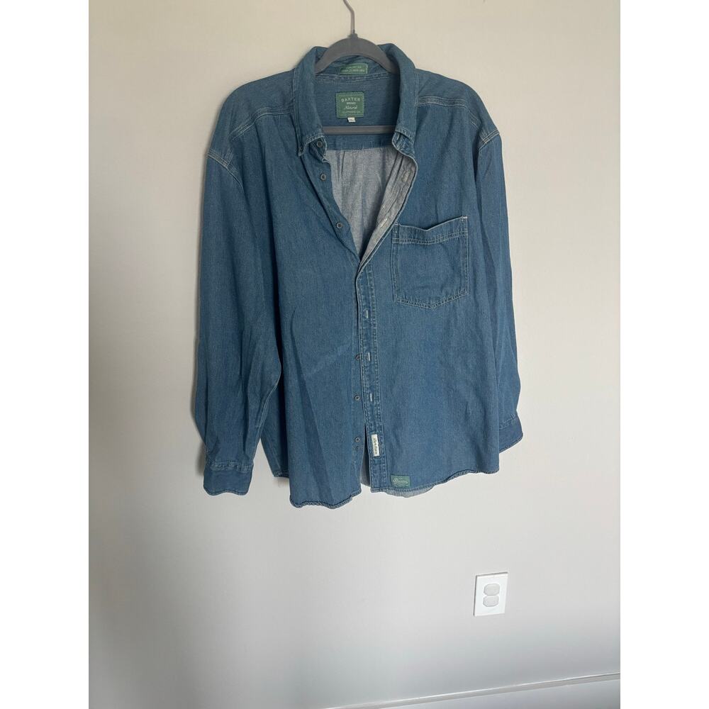 VTG Baxter Brand Natural Denim Work Shirt | Men's XL | Blue Button Down